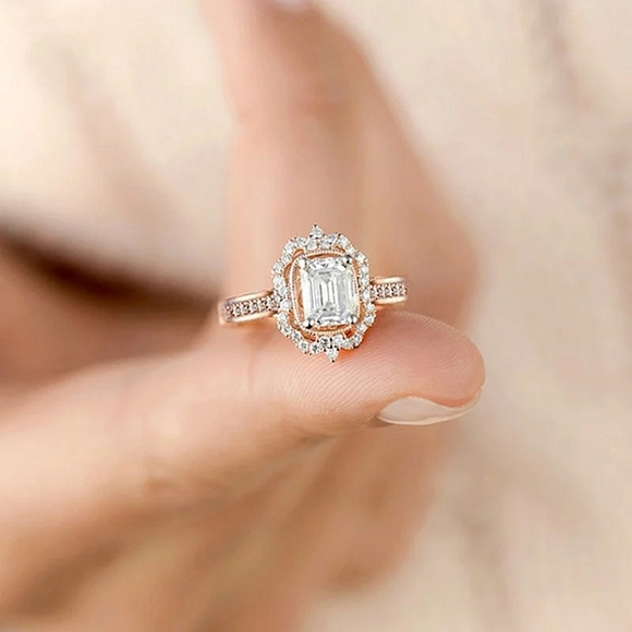 Rose Gold Simulated Diamonds Ring - Picture 4 of 4